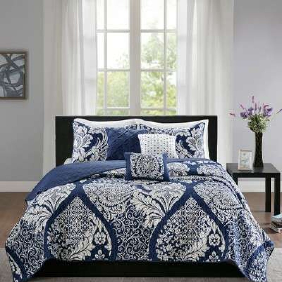 Quilt Bedding Sets * | Best Sale Madison Park 6Pc Adela Coverlet Set Indigo