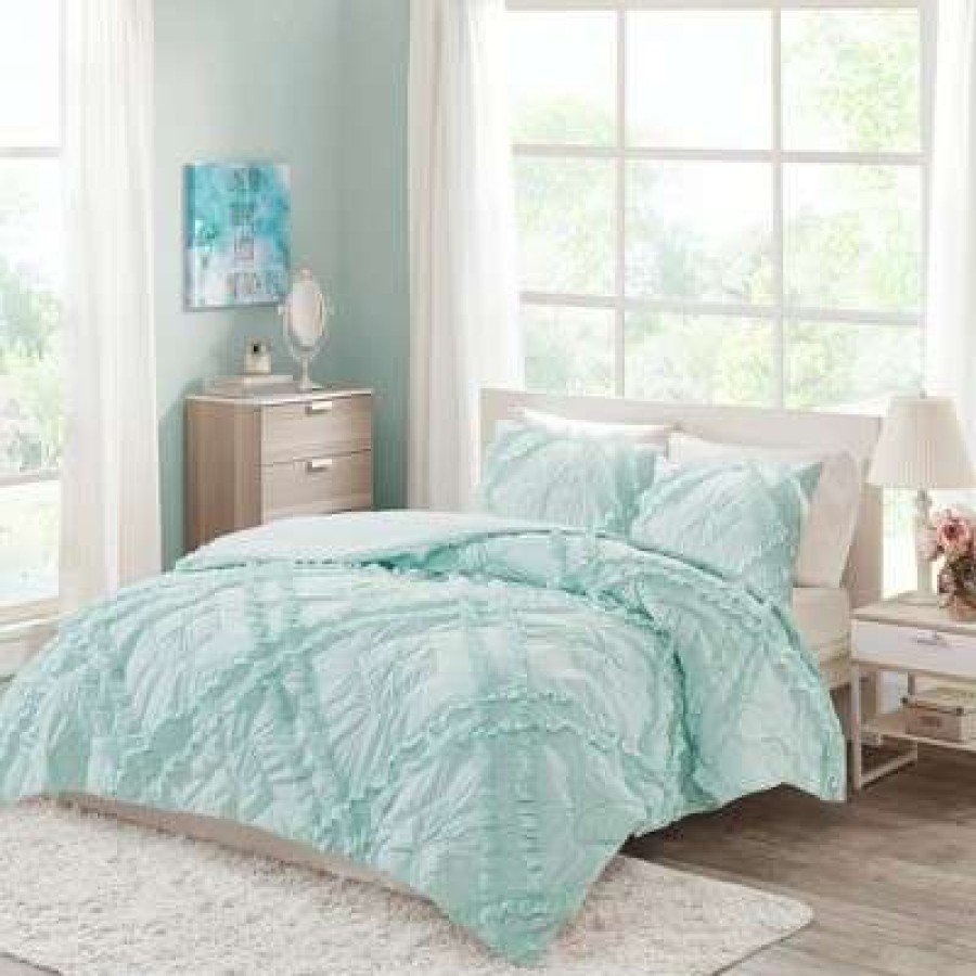 Coverlet Bedding Sets * | Best Sale Intelligent Design Elia Tufted Diamond Ruffle Coverlet Set