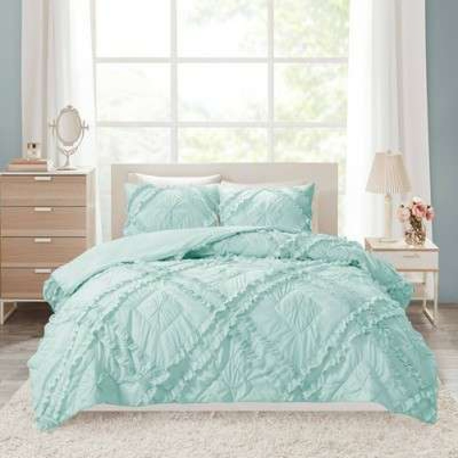 Coverlet Bedding Sets * | Best Sale Intelligent Design Elia Tufted Diamond Ruffle Coverlet Set