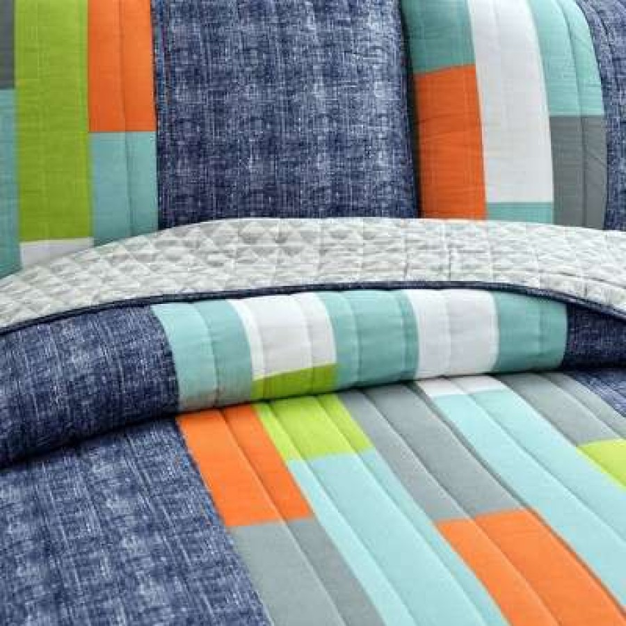 Quilt Bedding Sets * | Top 10 Lush Decor Shelly Stripe Quilt Set Lush Decor