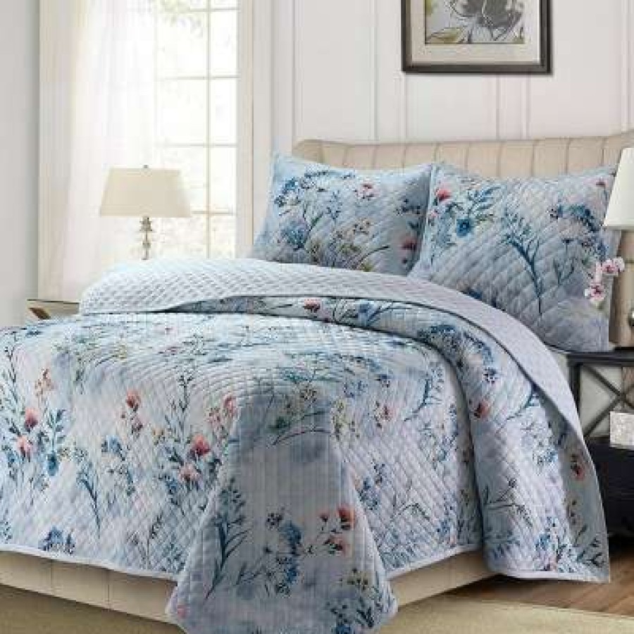 Quilt Bedding Sets * | Top 10 Iris Digital Printed Oversized Velvet Quilt Set Tribeca Living Multicolored