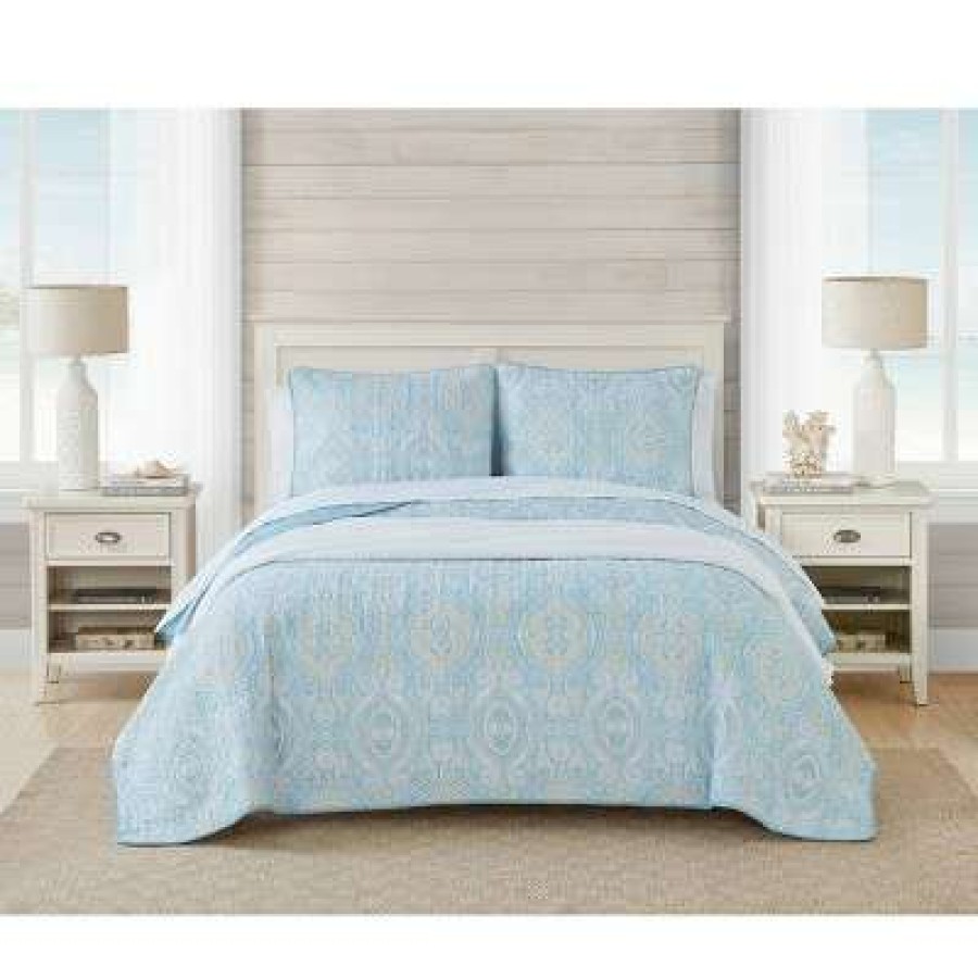 Quilt Bedding Sets * | Wholesale Twin Turtle Cove Quilt & Sham Set Light Turquoise/Aqua Tommy Bahama