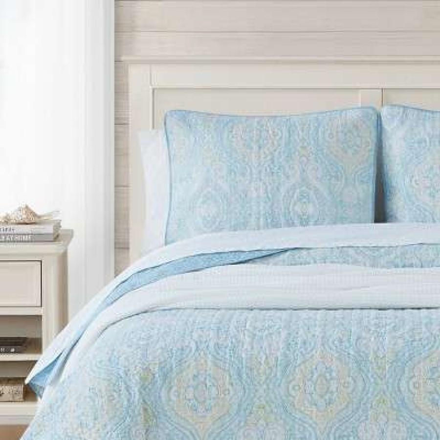 Quilt Bedding Sets * | Wholesale Twin Turtle Cove Quilt & Sham Set Light Turquoise/Aqua Tommy Bahama