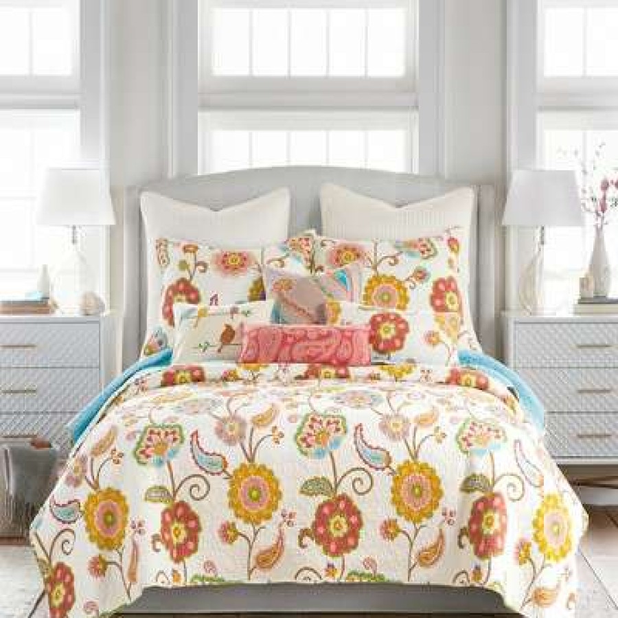 Quilt Bedding Sets * | Best Deal Ashbury Spring Floral Quilt And Pillow Sham Set Levtex Home