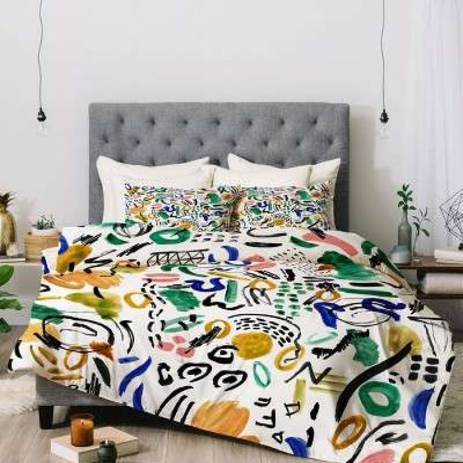 Comforter Bedding Sets * | Brand New Marta Barragan Camarasa Brushstrokes Art Comforter Set Deny Designs Multicolored