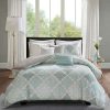 Duvet Cover Bedding Sets * | Best Reviews Of Madison Park Sidnee Cotton Sateen Duvet Cover Set 8Pc Aqua