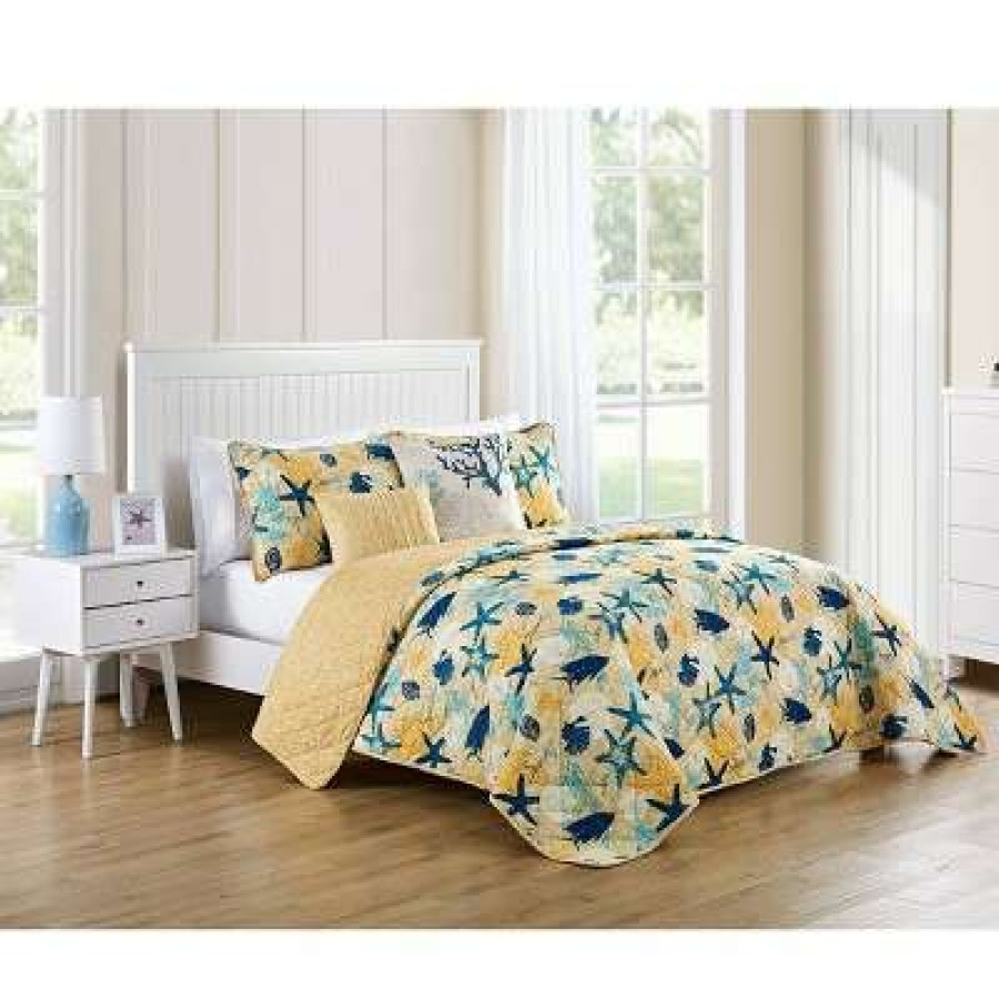 Quilt Bedding Sets * | Brand New Aquatic Reversible Quilt Set Blue/Yellow Vcny