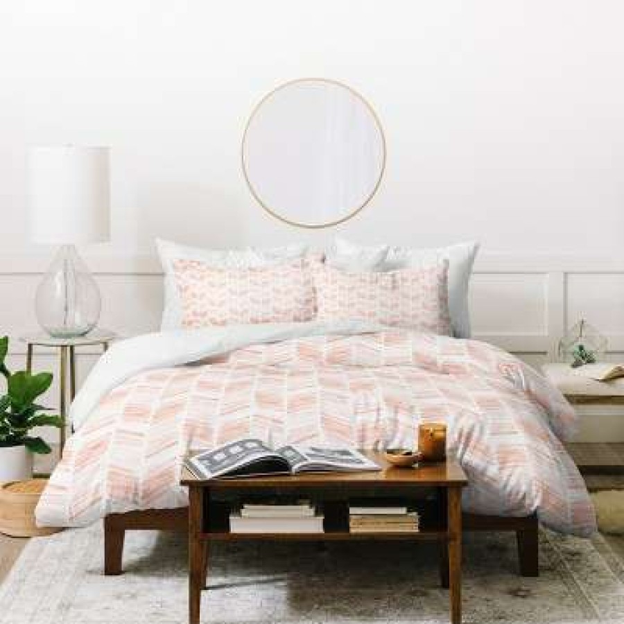 Duvet Cover Bedding Sets * | Cheapest Full/Queen Little Arrow Design Co Geometric Duvet Set Pink Deny Designs