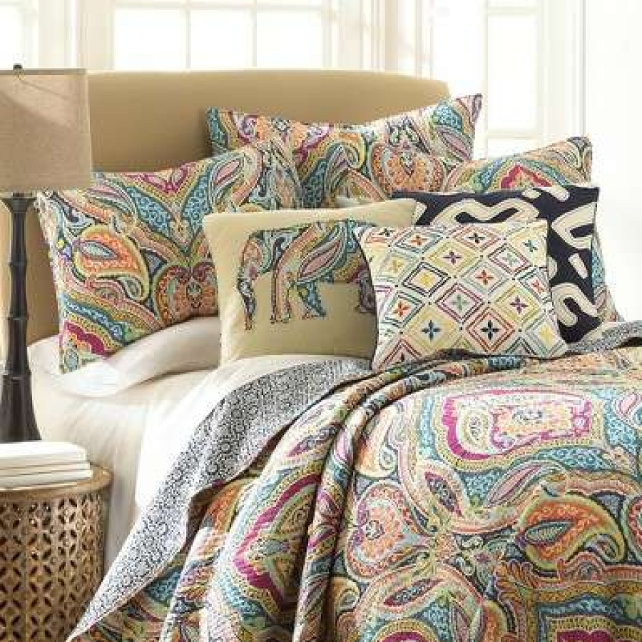 Quilt Bedding Sets * | Top 10 Magnolia Navy Quilt And Pillow Sham Set Levtex Home