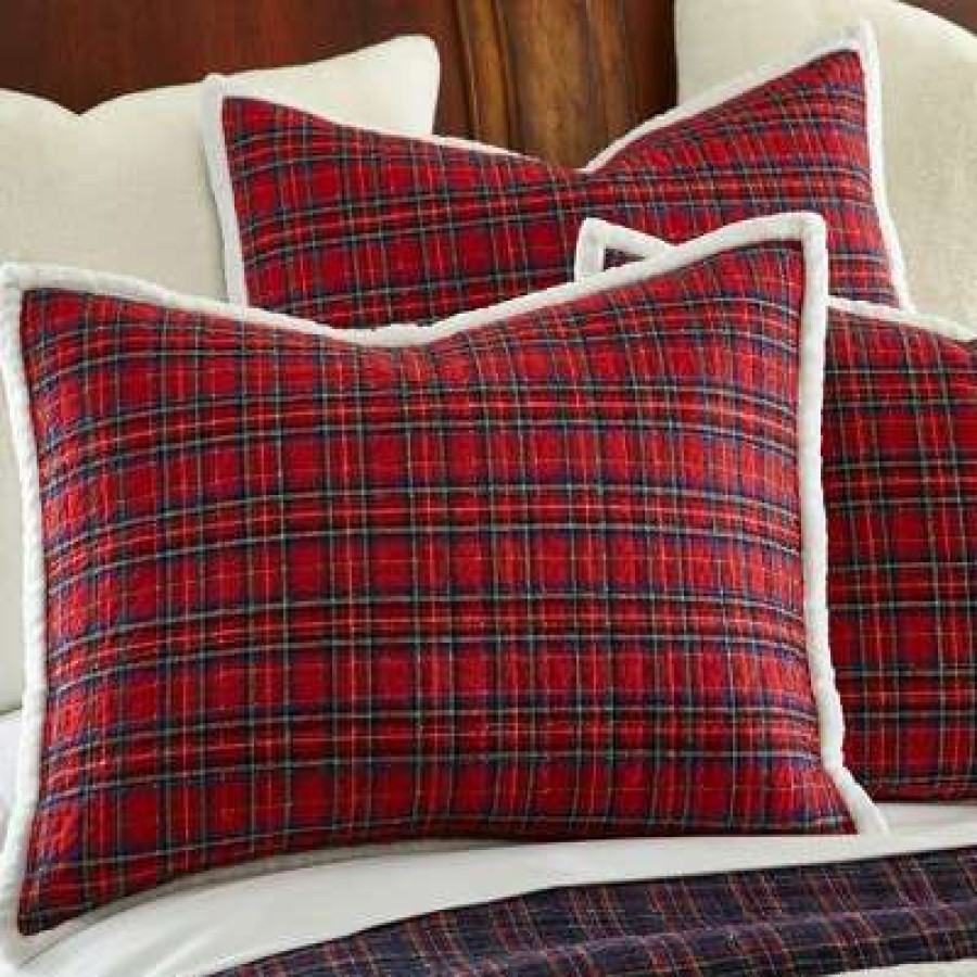 Quilt Bedding Sets * | Buy Plaid Fur Quilt Set One Full/Queen Quilt And Two Standard Shams Levtex Home