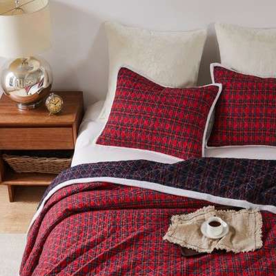 Quilt Bedding Sets * | Buy Plaid Fur Quilt Set One Full/Queen Quilt And Two Standard Shams Levtex Home