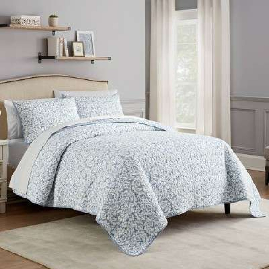 Quilt Bedding Sets * | New Dashing Damask Quilt Set Waverly