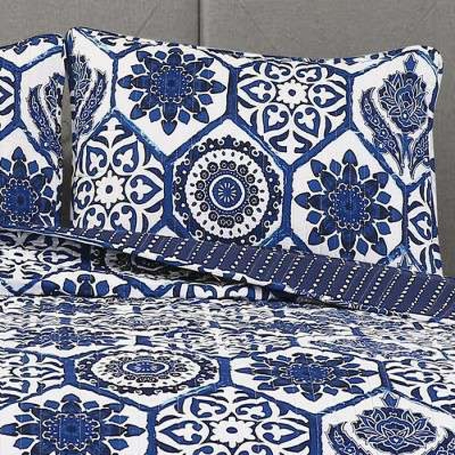 Quilt Bedding Sets * | Top 10 Lush Decor Navy Marvel Quilt Set Lush Decor