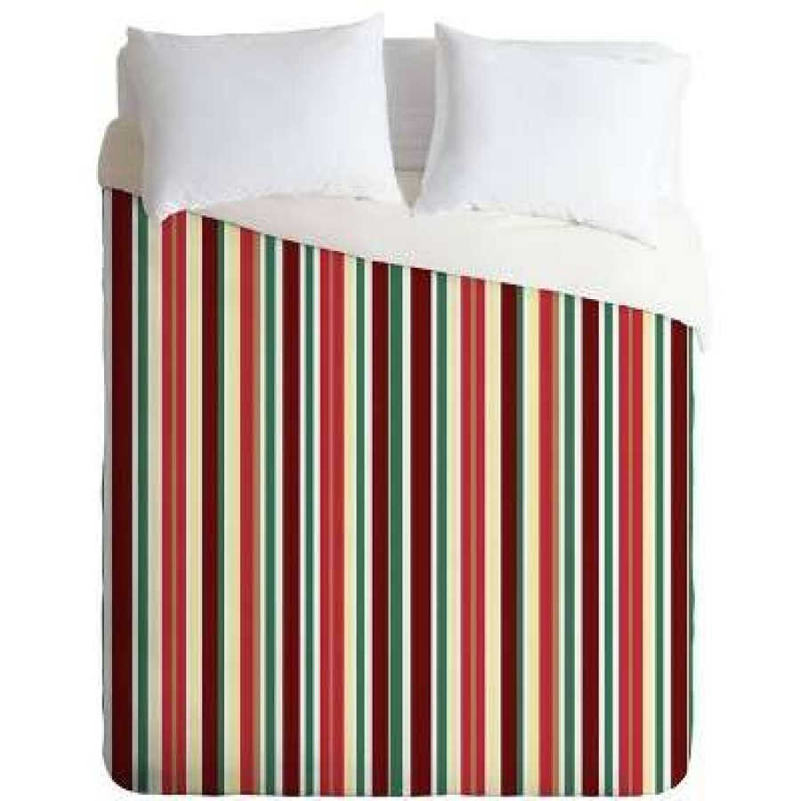 Duvet Cover Bedding Sets * | Cheapest Holiday Traditions Stripe Duvet Set Deny Designs Green/Red