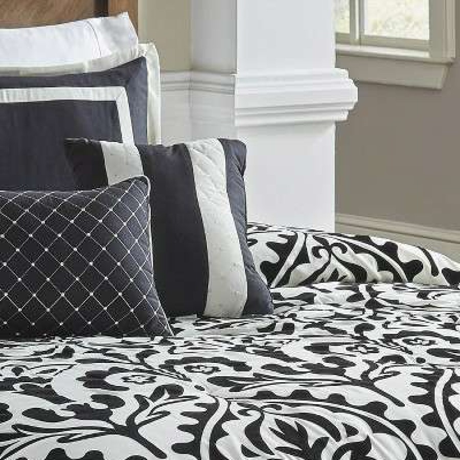 Comforter Bedding Sets * | Discount Becca Comforter Set Riverbrook Home Black/White