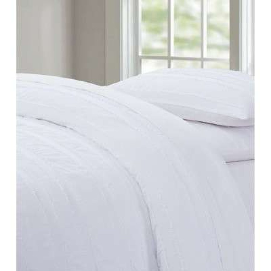 Duvet Cover Bedding Sets * | Hot Sale Carlisle Stripe Clipped Jacquard Duvet Cover Set Brooklyn Loom White