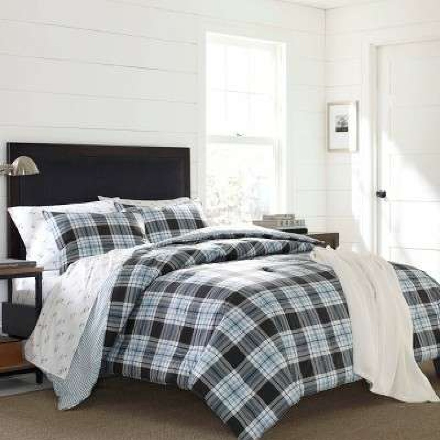 Duvet Cover Bedding Sets * | Brand New Atlantic Blue Lewis Plaid Duvet Cover Set Eddie Bauer