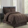 Comforter Bedding Sets * | Cheapest Plazatex Vine Printed Classic Baffle-Box Design Microfiber Soft Bed In A Bag Set 8 Piece Chocolate