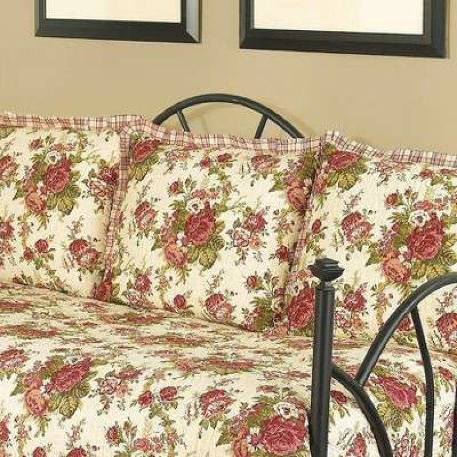 Quilt Bedding Sets * | Best Reviews Of Cream Floral Norfolk Reversible Quilt Set (Daybed) 5Pc Waverly