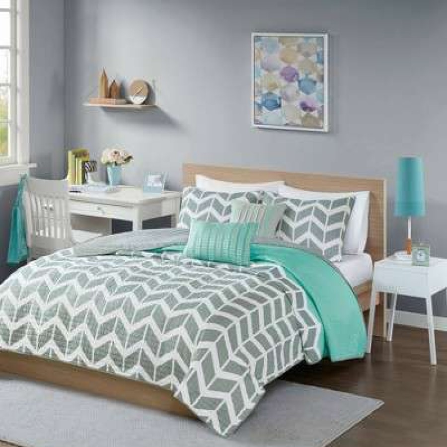 Quilt Bedding Sets * | Top 10 Intelligent Design Chevron Darcy Quilted Coverlet Set Multiple Piece Jla Home Teal