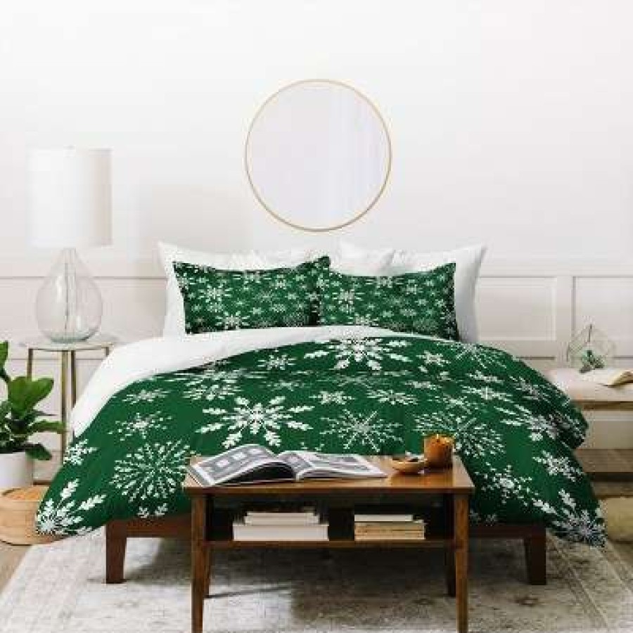 Duvet Cover Bedding Sets * | Best Deal Iveta Abolina Silent Night Duvet Cover Set Green Deny Designs