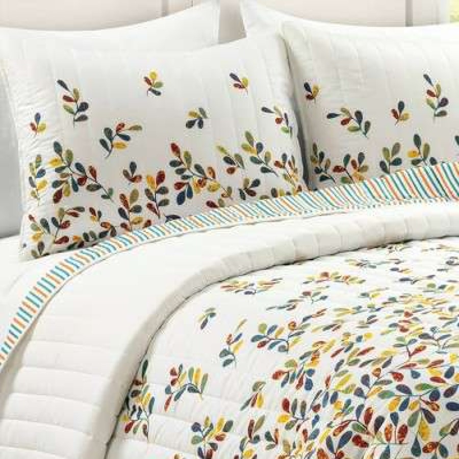 Quilt Bedding Sets * | Best Reviews Of Lush Decor Boho Botanical Leaf Quilt Set Lush Decor