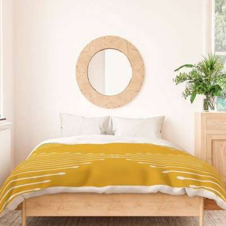 Duvet Cover Bedding Sets * | Outlet Summer Sun Home Art Geo Duvet Set Deny Designs Yellow