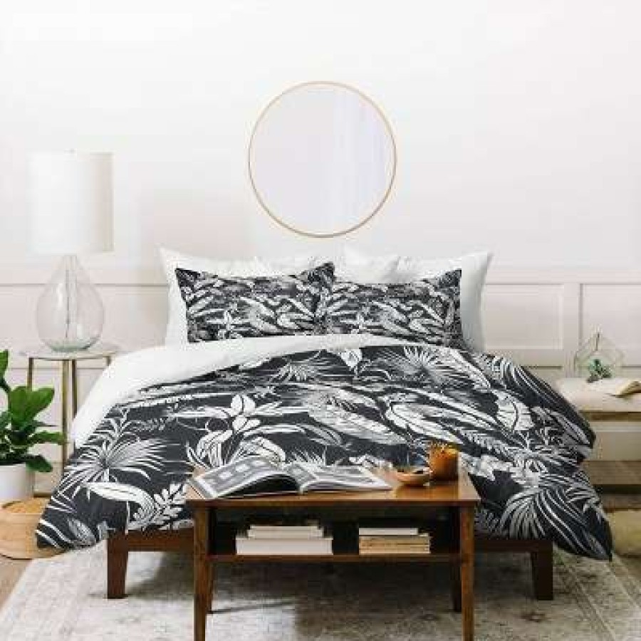 Duvet Cover Bedding Sets * | Cheap Marta Barragan Camarasa Jungle Duvet Set Deny Designs Black/White