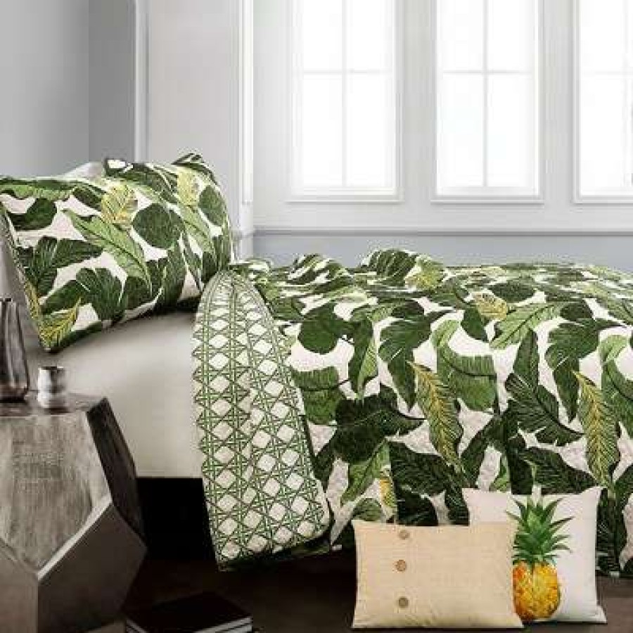 Quilt Bedding Sets * | Best Deal Lush Decor 5Pc Tropical Paradise Quilt Set Green Lush Decor