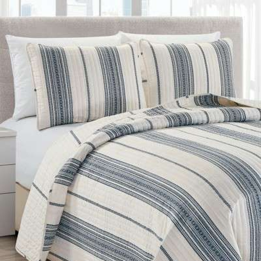 Quilt Bedding Sets * | Outlet Great Bay Home Wesley Reversible Striped Quilt Set