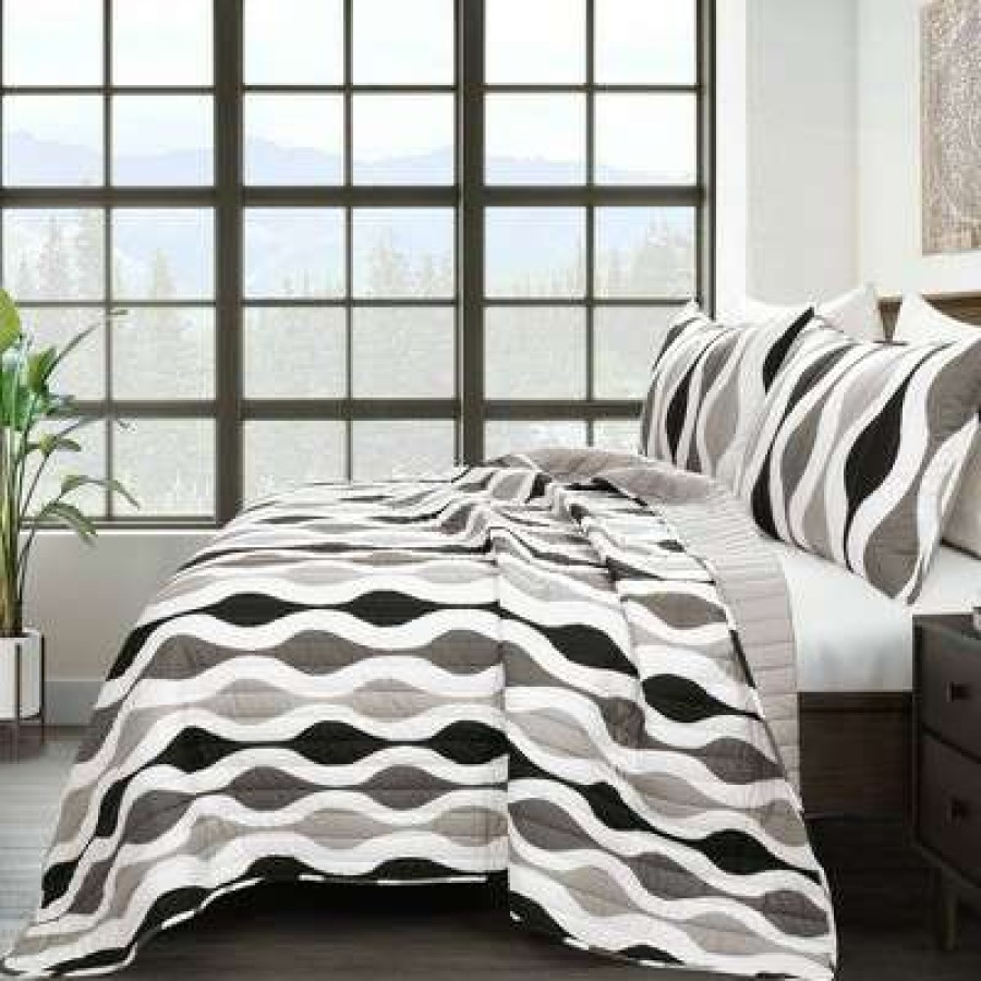 Quilt Bedding Sets * | Budget Lush Decor 3Pc Mid Century Geo Quilt Set Lush Decor