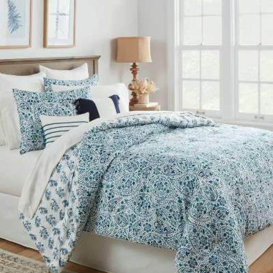 Comforter Bedding Sets * | Brand New Bancroft Reversible Paisley Print Comforter & Sheet Bedding Set Blue Threshold