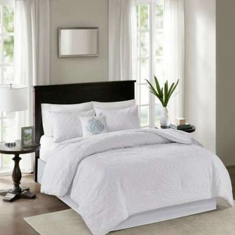 Comforter Bedding Sets * | Best Sale Madison Park Vancouver Solid Comforter Set 5Pc White