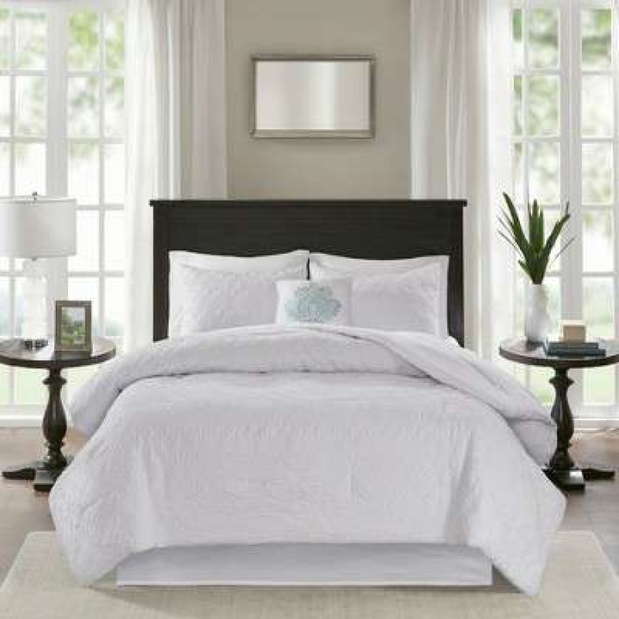 Comforter Bedding Sets * | Best Sale Madison Park Vancouver Solid Comforter Set 5Pc White