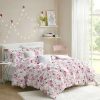 Duvet Cover Bedding Sets * | Hot Sale Intelligent Design Penelope Floral Printed Ruched Duvet Cover Set Pink