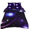 Duvet Cover Bedding Sets * | Discount 4 Pcs Queen Polyester Galaxy Sky Cosmos Night Pattern 3D Printed Bedding Sets Dark Purple Piccocasa