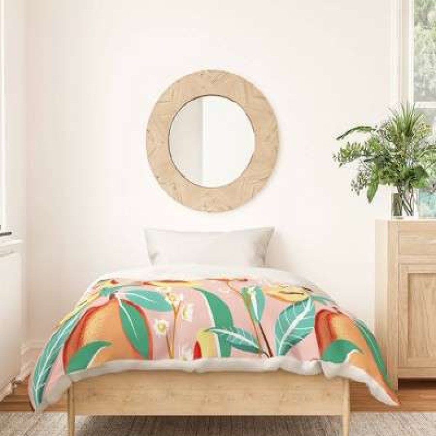 Duvet Cover Bedding Sets * | Promo Peach Season Cotton Duvet & Sham Set Deny Designs Orange