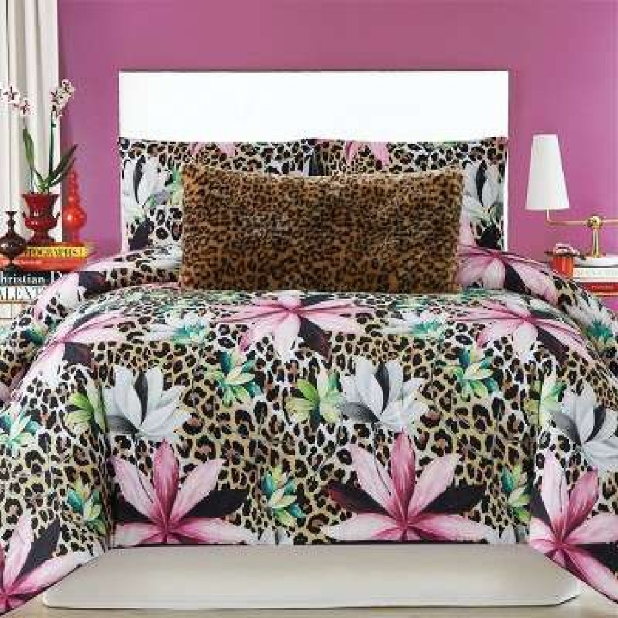 Comforter Bedding Sets * | Best Deal Christian Siriano Tahiti Floral Comforter Set Brown/Pink