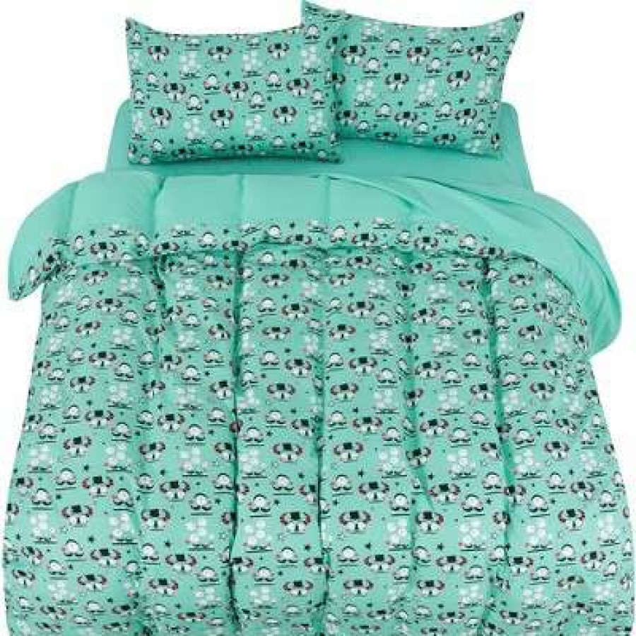 Duvet Cover Bedding Sets * | Coupon 5 Pcs Polyester Microfiber Fabric Alien Pattern Soft Washable Duvet Cover Bedding Sets Piccocasa Green