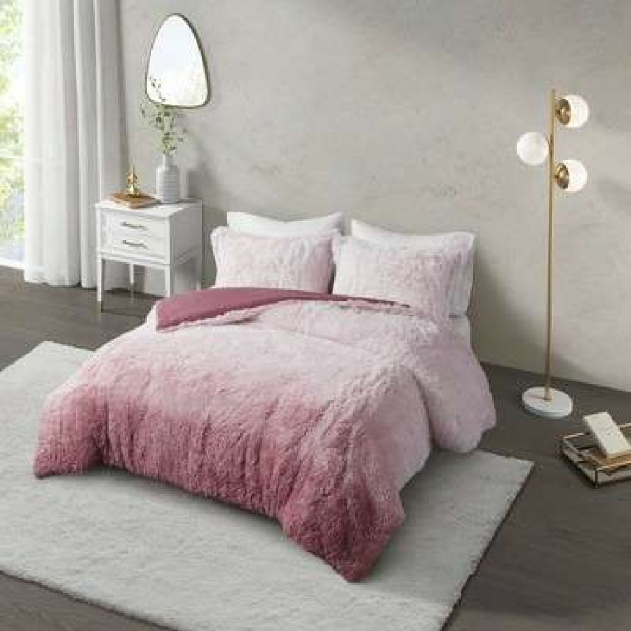 Comforter Bedding Sets * | Top 10 Cleo Ombre Shaggy Faux Fur Comforter Set Cosmoliving By Cosmopolitan