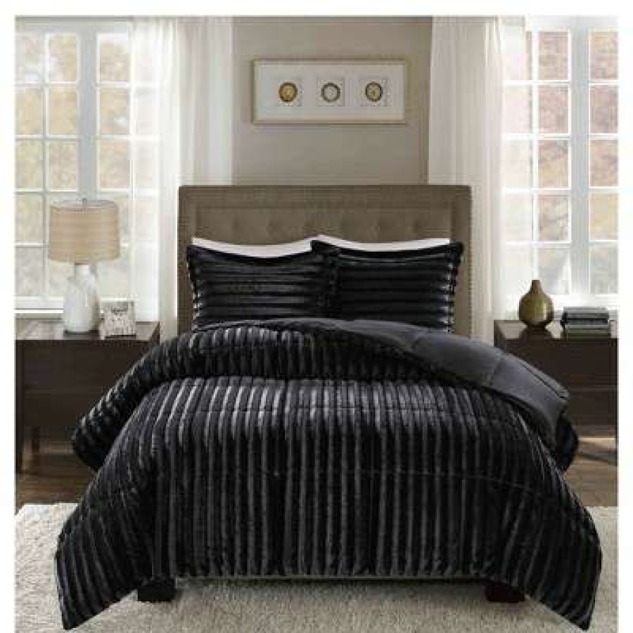 Comforter Bedding Sets * | Brand New Madison Park York Brushed Faux Fur Comforter Mini Set