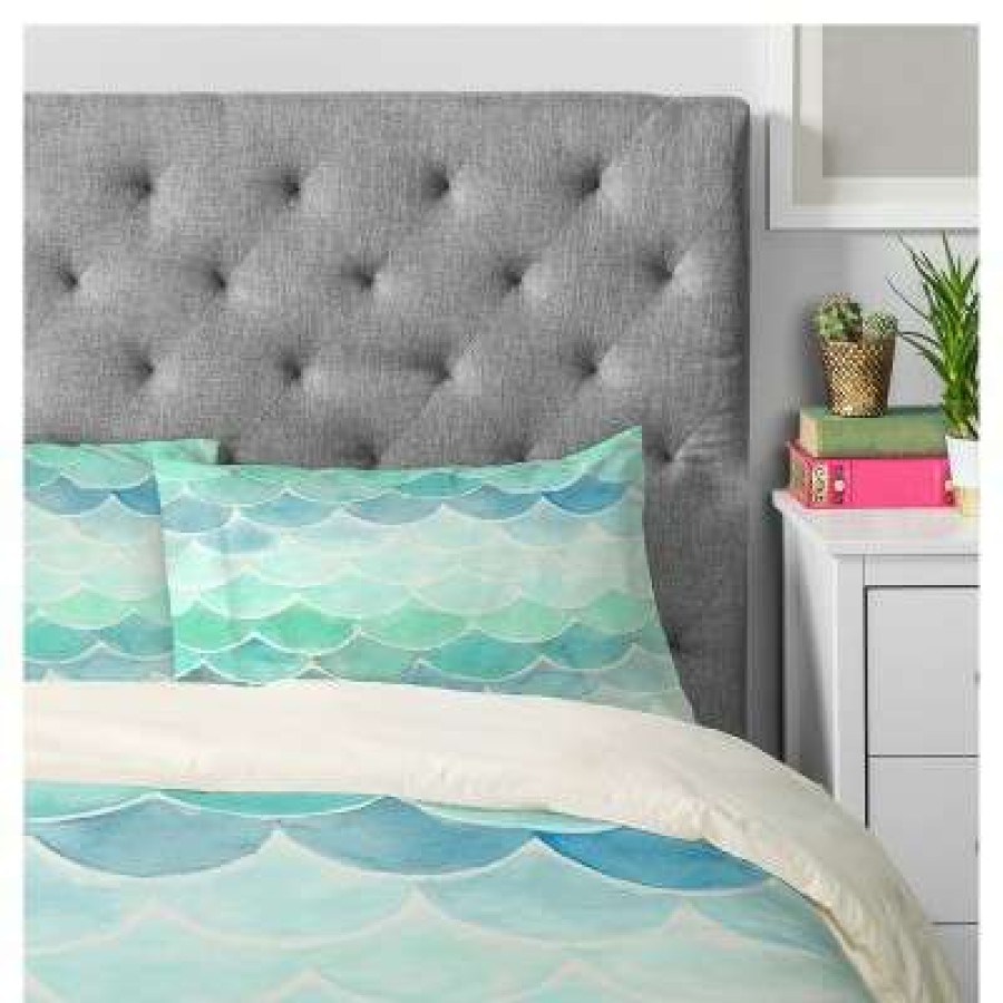 Comforter Bedding Sets * | Best Sale Wonder Forest Mermaid Scales Comforter Set Deny Designs Green