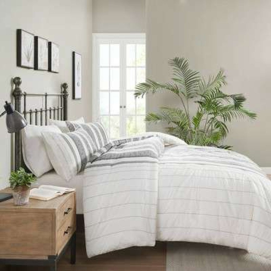 Duvet Cover Bedding Sets * | Best Reviews Of Madison Park Kaiden Cotton Waffle Jacquard Duvet Cover Set Gray