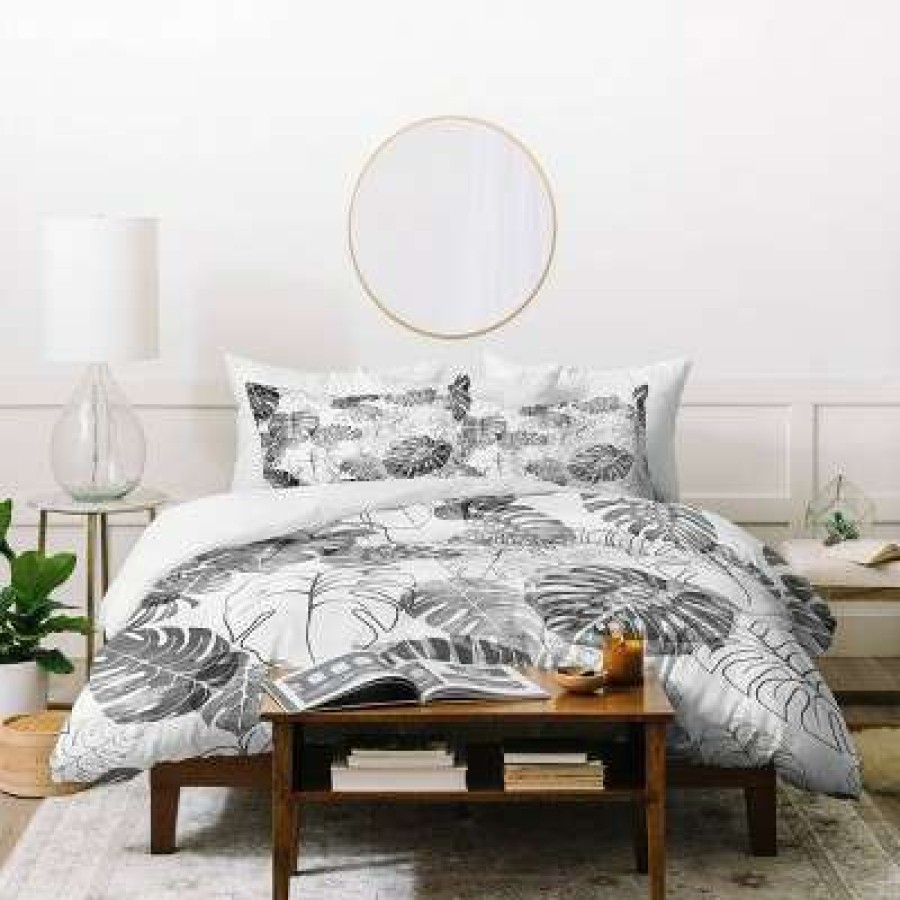 Duvet Cover Bedding Sets * | Top 10 Schatzi Brown Kona Tropic Duvet Set Deny Designs Black/White