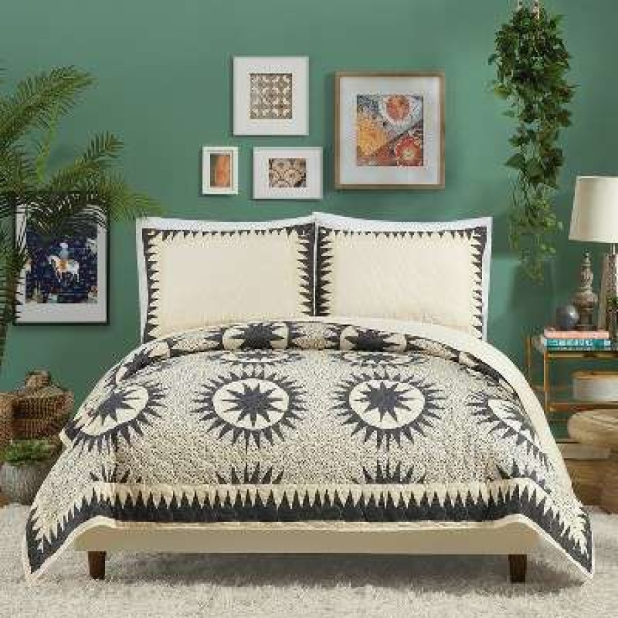 Quilt Bedding Sets * | Coupon Soleil Burst Quilt Set Jungalow By Justina Blakeney Gray