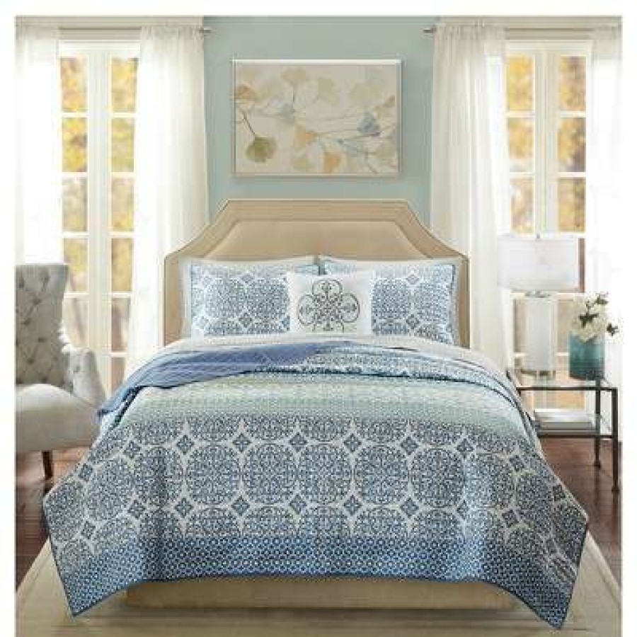 Quilt Bedding Sets * | Wholesale Madison Park Sasha Complete Coverlet And Sheet Set Blue