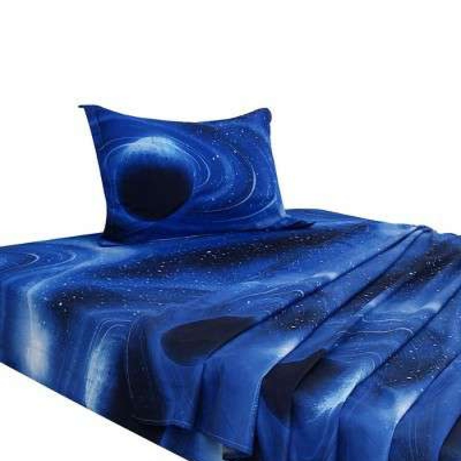 Coverlet Bedding Sets * | Hot Sale 3 Pcs Twin Polyester Galaxy Stars Themed Bedding Sets Blue Piccocasa