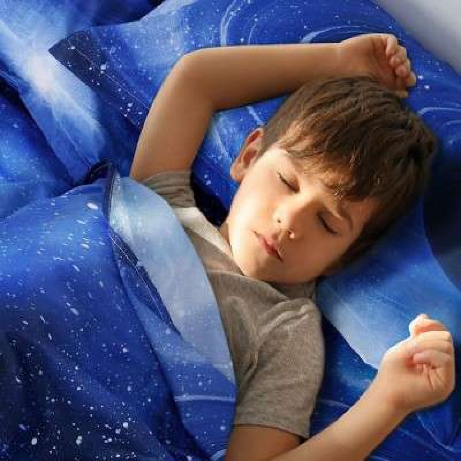 Coverlet Bedding Sets * | Hot Sale 3 Pcs Twin Polyester Galaxy Stars Themed Bedding Sets Blue Piccocasa