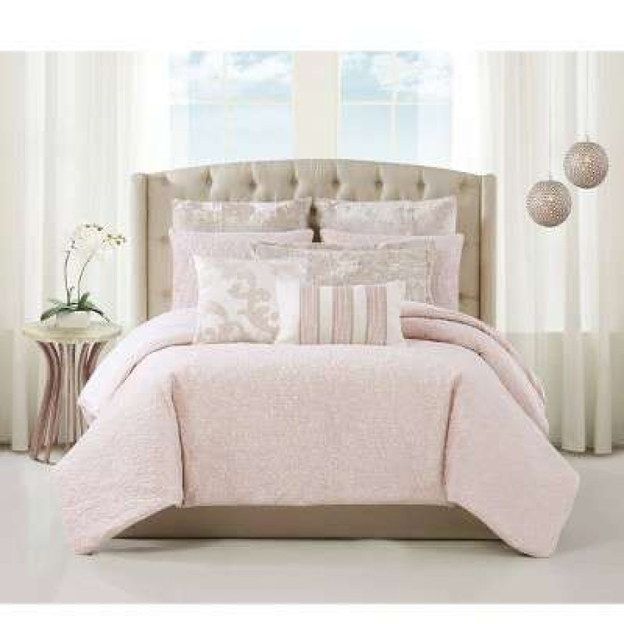 Bedding Collections * | Discount Charisma Melange Quilted Velvet Collection Pink