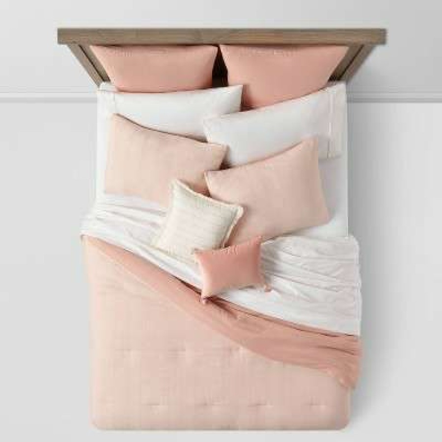 Comforter Bedding Sets * | Promo Clarion Simple Stripe Comforter Bedding Set Terracotta/Salmon Pink Threshold